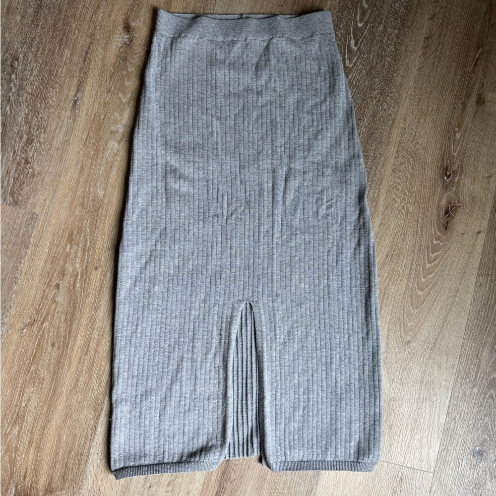 Free People Gray Ribbed Knit Skirt